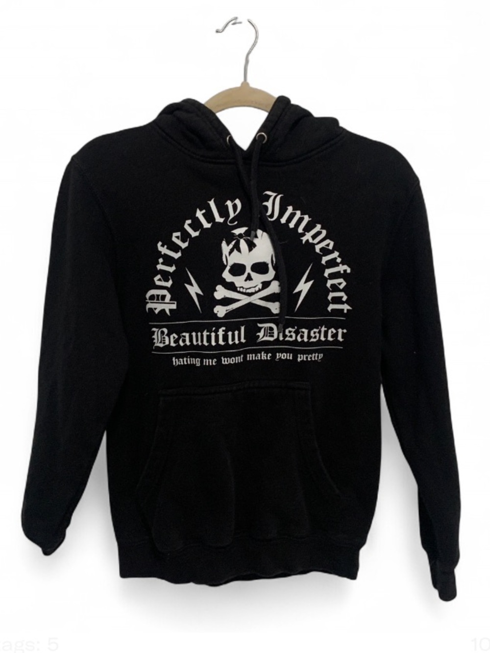 Beautiful Disaster Perfectly Imperfect Black Graphic Hoodie